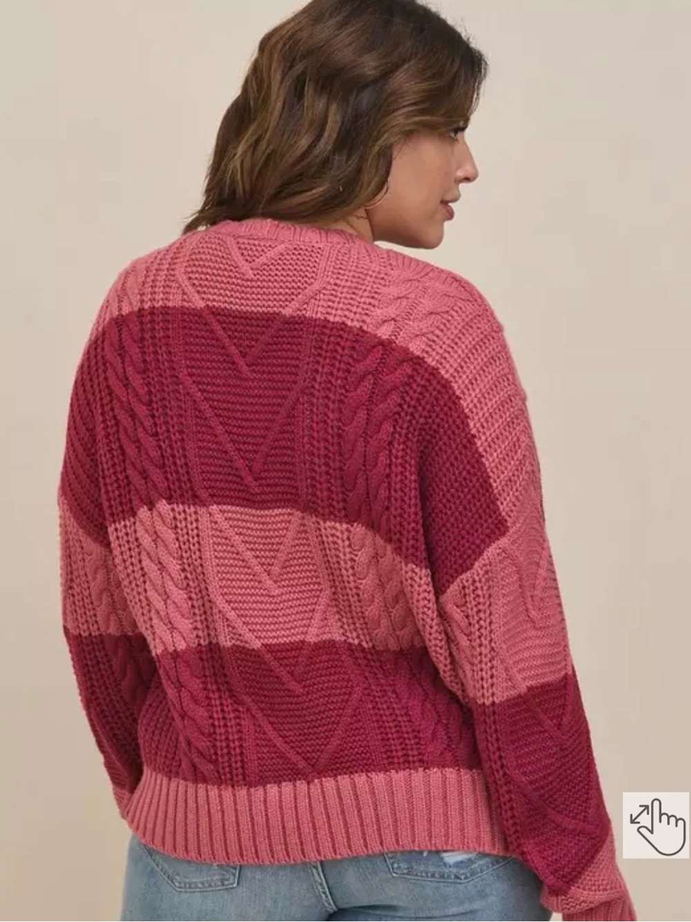 torrid Rose and Berry Cable Knit Button Cardigan - Picture 2 of 11